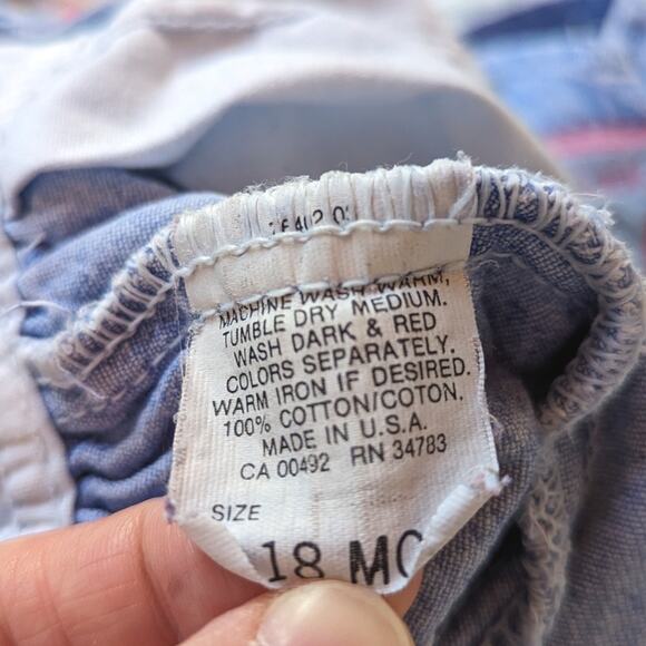 Vtg Lee Overalls Baby Girls Sz 18m 90s Blue Denim Classic Staple Light Wash - Picture 6 of 6